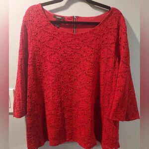 Alfani Red Eyelet Lace Overlay with Back Exposed Zipper in Size XL